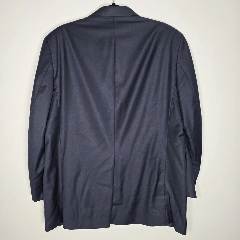 Ralph Lauren Mens 42R Navy Blue Gold 2-Button 100% Wool Blazer Jacket Sport Coat